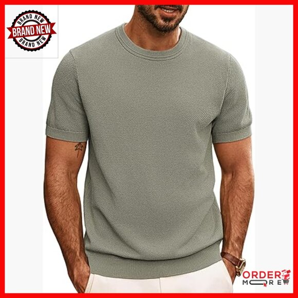 Men's Regular Fit Short Sleeve Crewneck T-Shirt Stretch Knit Fabric